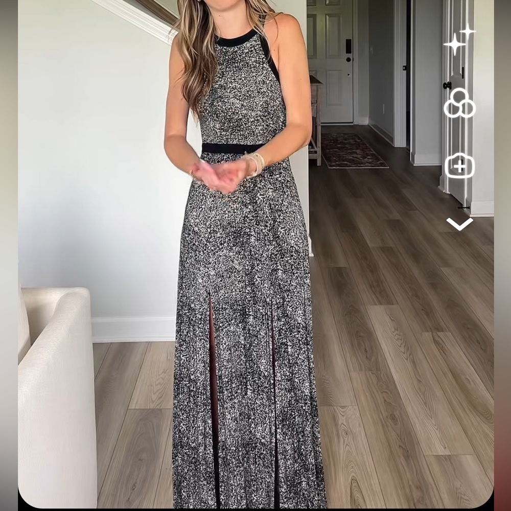Black and White Women's Maxi Dress with slits
